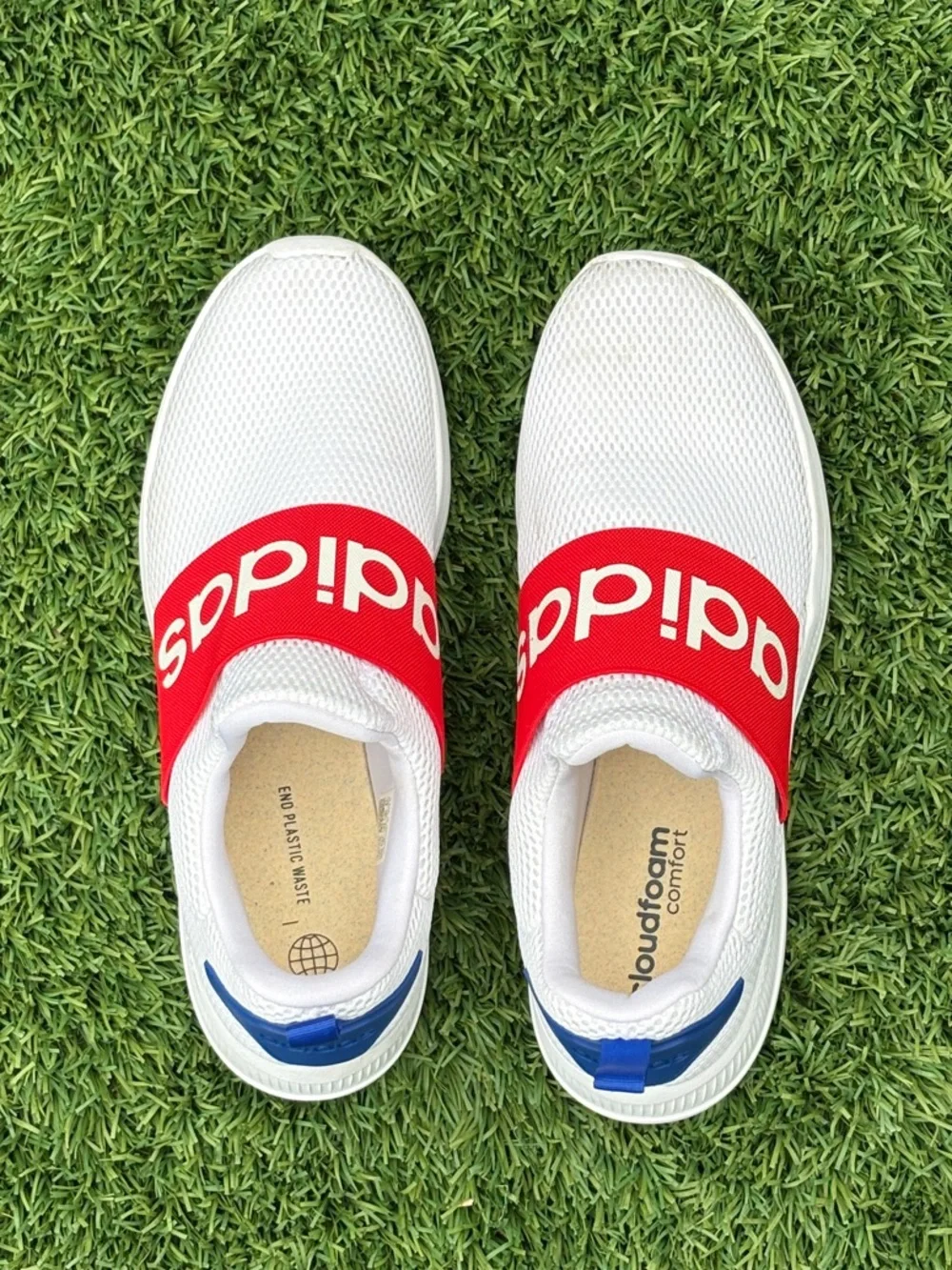 Adidas Lite Racer Adapt Men’s Slip-On Sneakers | Size 11 | White Red Blue